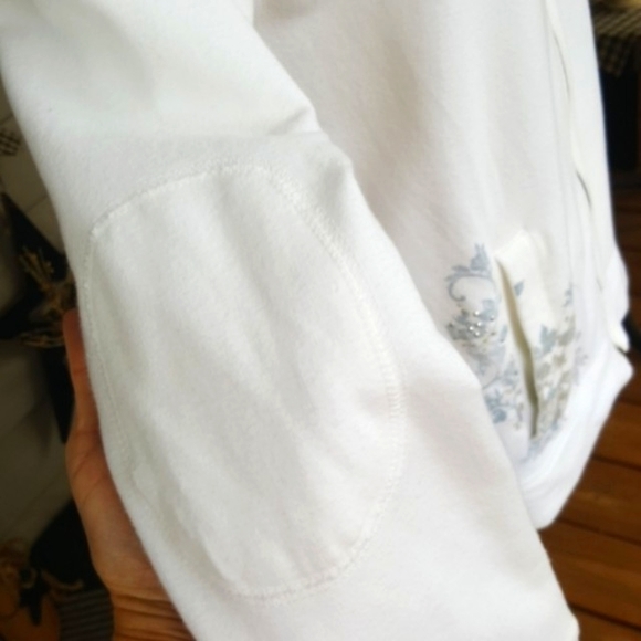SONOMA ♡ White|Blue|Gray Embroidered|Embellished L|S Hoodie Jacket w/Pockets LP - Picture 6 of 16